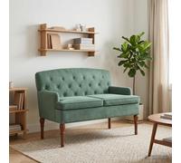 vidaXL Loveseat con bottoni imbottiti Verde Mare 111 x 65 x 79 cm