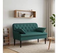 vidaXL Loveseat con bottoni imbottiti Verde Scuro 111 x 68 x 80 cm,