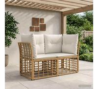 vidaXL Loveseat da esterno 2 pz 2 posto Naturale e Bianco Crema