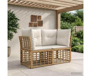 vidaXL Loveseat da esterno 2 pz 2 posto Naturale e Bianco Crema