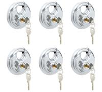 vidaXL Lucchetti Discus con Chiavi 6 pcs Argento 9 x 2,8 x 9 cm, Mobili per ufficio, design circolare, stile classico, materiali durevoli per spazi di lavoro moderni e collaborativi