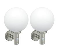 vidaXL Luci da Parete Esterni con Sensore 2 pezzi Acciaio Inossidabile Argento IP44