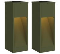 vidaXL Lucina LED Solare da Percorso 2 PCS Verde Oliva, Giardino e terrazza, cilindrico, Contemporaneo, Solare, Design Innovativo con Caratteristiche Eco-compatibili per Il Tuo Spazio abitativo