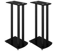 vidaXL Pedane per Casse 2pz Nero Vetro Temperato Design a 3 Pilastri
