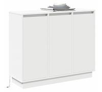 vidaXL Comodino moderno bianco con illuminazione a LED integrata, comodino con 3 cassetti in MDF, elegante e durevole, ideale per la conservazione in camere da letto, mobili di design rettangolare