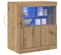 vidaXL Madia LED Marrone 60,5 x 37 x 67 cm Legno ingegnerizzato | Unisce vibrazioni moderne e artigianali, Fatta in legno massello di rovere,