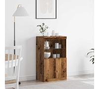 vidaXL Madia LED Marrone 60 x 37 x 100 cm Legno multistrato, Sideboard elegante, mobile moderno rettangolare con luci LED, ampio spazio multi-comparto per la sala da pranzo