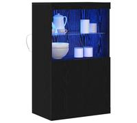 vidaXL Madia LED Nero 60 x 37 x 100 cm Legno multistrato, Sideboard elegante, mobile moderno rettangolare con luci LED, ampio spazio multi-comparto per la sala da pranzo