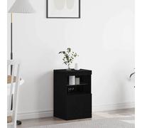 vidaXL Madia LED Rovere Nero 41 x 37 x 67 cm Legno multistrato, Sideboard moderno rettangolare elegante, mobile con LED, unità di stoccaggio innovativa, armadietto stiloso, salvaspazio