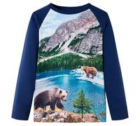 vidaXL Maglietta Bambini Maniche Lunghe Blu Marino 92