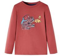 vidaXL Maglietta Bambino Maniche Lunghe Rosso Bruciato 140