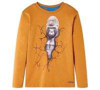 vidaXL Maglietta da Bambino a Maniche Lunghe Ocra Scuro 92