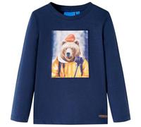 vidaXL Maglietta da Bambino Maniche Lunghe Blu Marino Mélange 92