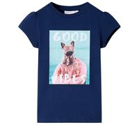 vidaXL Maglietta per bambini con stampa di cane in barca abbigliamento per bambini blu navy 116