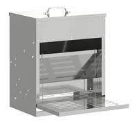 vidaXL Mangiatoia a pedale per polli argentato, 25 x 42 x 40 cm, giardino e terrazza, rettangolare, durevole, ecologico, design versatile, facile da pulire, materiali resistenti alle intemperie