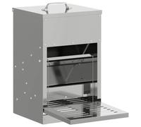 vidaXL Mangiatoia a pedale per polli argentato, 25 x 42 x 40 cm, giardino e terrazza, rettangolare, durevole, ecologico, design versatile, facile da pulire, materiali resistenti alle intemperie