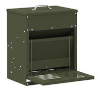 vidaXL Mangiatoia a pedale per polli verde oliva 25 x 42 x 40 cm, giardino e terrazza, rettangolare, durevole, ecologico, design versatile, facile manutenzione, materiali resistenti alle intemperie