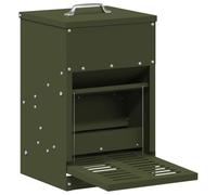 vidaXL Mangiatoia a pedale per polli verde oliva 25 x 42 x 40 cm, giardino e terrazza, rettangolare, durevole, ecologico, design versatile, facile manutenzione, materiali resistenti alle intemperie