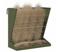 vidaXL Mangiatoia per fieno, verde oliva, 71 x 33 x 70 cm, giardino e terrazza, design rettangolare, stile industriale, ganci robusti, braccioli regolabili, materiali impermeabili