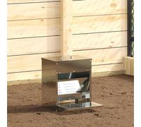 vidaXL Mangiatoia a pedale per polli argentato, 25 x 42 x 40 cm, giardino e terrazza, rettangolare, durevole, ecologico, design versatile, facile da pulire, materiali resistenti alle intemperie