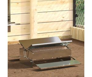 vidaXL Mangiatore a Pedale per Pollo Argento 75 x 53 x 20,5 cm