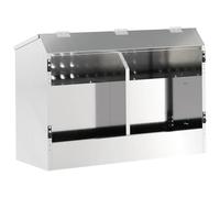 vidaXL Mangime per conigli, argento, 64,5 x 25,5 x 45,5 cm, in acciaio zincato, giardino e terrazza, design moderno, materiali durevoli, per esterni, elemento beige in stile moderno