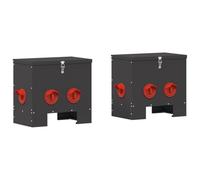 vidaXL Mangimi per pollo, 2 pezzi, nero, 60,5 x 29 x 51 cm, giardino e terrazza, rettangolare, design moderno, materiali resistenti, opzioni sostenibili, versatile