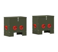 vidaXL Mangimi per pollo, 2 pezzi, verde oliva, 60,5 x 29 x 51 cm, per giardino e terrazza, rettangolare, design moderno, materiali durevoli, opzioni sostenibili, versatile