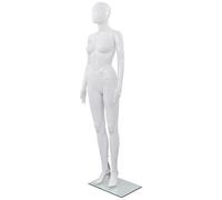 vidaXL Manichino Donna Figura Intera Base in Vetro 175cm Bianco Lucido Modello
