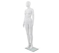 vidaXL Manichino Donna Figura Intera con Base in Vetro 175 cm Bianco Lucido