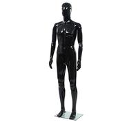 VIDAXL - Manichino Uomo Figura Intera Base In Vetro 185 Cm Nero Lucido - SPEDIZIONE GRATUITA