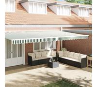 vidaXL Tenda a Braccio Verde e Bianco 580 x 20 cm Tela, Tenda moderna per giardino e terrazza, ombra resistente, protezione dal sole funzionale, stile per riunioni familiari