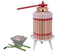 vidaXL Massello di Rovere Set Frantoio e Pressa per Frutta e Vino 2 pz Torchio Estrattore Succo Macerazione Frutta Struttura Meccanica in Ghisa