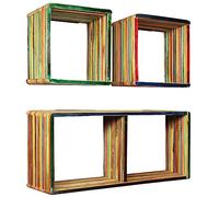 vidaXL Massello di Teak di Recupero 3X Mensole Multicolore Scaffale Libreria