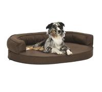 vidaXL Materasso Ergonomico per Cani 75x53 cm Effetto Lino Marrone