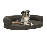 vidaXL Materasso Ergonomico per Cani 75x53cm Effetto Lino Grigio Scuro