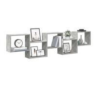 vidaXL Mensola a Cubo da Parete 5 Scomparti Truciolato Grigio Cemento, mensola cubo Galleggiante, mensola Scatola Galleggiante, mensola cubo appesa
