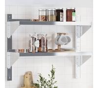 vidaXL Mensola a muro 2 ripiani 75x23,5x60 cm Argento Acciaio Inox