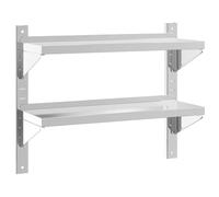 vidaXL Mensola a muro 2 ripiani 75x23,5x60 cm Argento Acciaio Inox
