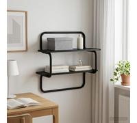 vidaXL Mensola a muro a 2 livelli Rovere Nero 40 x 24,5 x 61 cm
