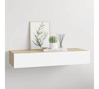 vidaXL Mensola a muro con cassetti in rovere e bianco 60x23,5x10 cm MDF