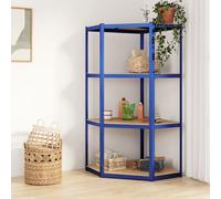 vidaXL Mensola Angolare 4 Ripiani Blu in Acciaio e Legno Multistrato