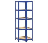 vidaXL Mensola Angolare 5 Strati Blu in Acciaio e Legno Multistrato