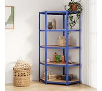 vidaXL Mensola Angolare 5 Strati Blu in Acciaio e Legno Multistrato