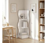 vidaXL Mensola angolare con lo scaffale Bianco Lucido 34 x 33 x 102 cm