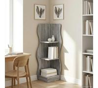 vidaXL Mensola angolare con lo scaffale Grigio Sonoma 34 x 33 x 102 cm