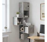 vidaXL Mensola Angolare da Parete Grigio Cemento 48 x 48 x 120 cm