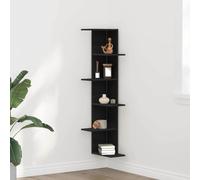 vidaXL Mensola Angolare da Parete Rovere Nero 36.5 x 36.5 x 140 cm