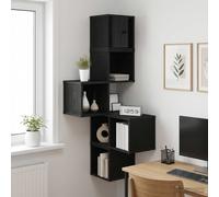 vidaXL Mensola Angolare da Parete Rovere Nero 48 x 48 x 120 cm