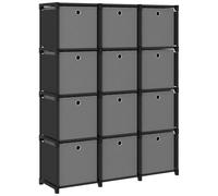 VIDAXL - Mensola Con 12 Scatole A Cubo Nera 103x30x141 Cm In Tessuto